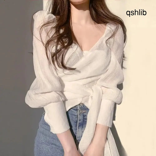 Fashion Elegant Chiffon Blouse Top For Women - White / L - blouse