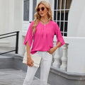 Fashionable Loose Chiffon Blouse Top For Women - Barbie Pink / L - blouse