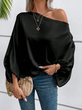 Off-shoulder Satin Blouse For Women - Black / L - blouse