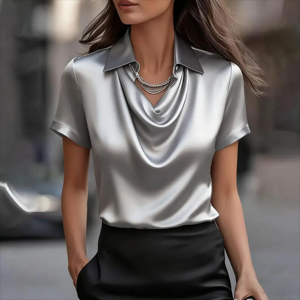 Simple Boat-neck Blouse For Women - Gray / 2XL - blouse