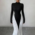 Sleeveless Backless Hugging Midi Dress - Black And White / L - dress