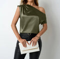 SpringSummer Satin Blouse For Women - Army Green / 2XL - blouse