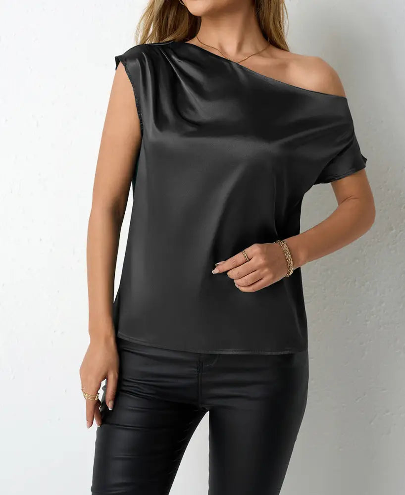 SpringSummer Satin Blouse For Women - Black / L - blouse