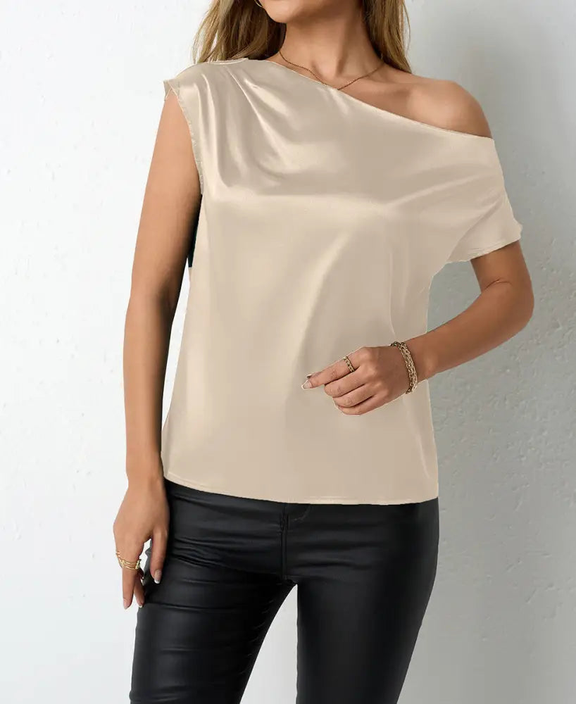 SpringSummer Satin Blouse For Women - Milky White / 2XL - blouse