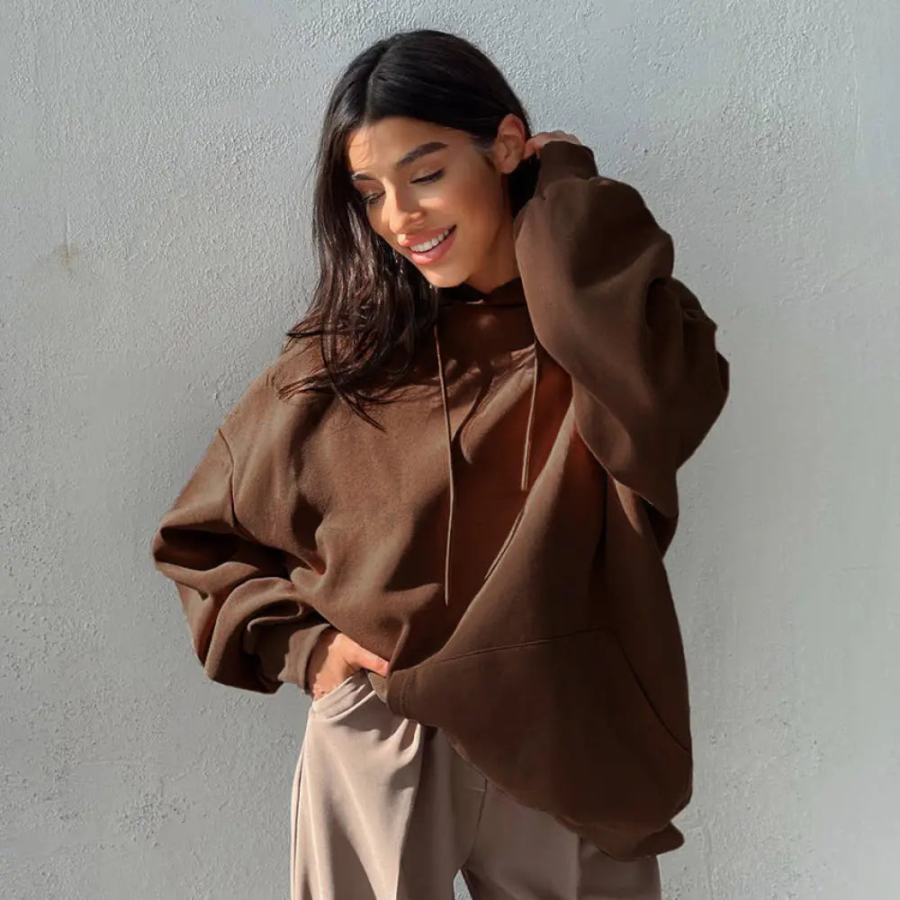 Versatile Sweater Plush Long Sleeve Blouse Women - Bronze / L - blouse