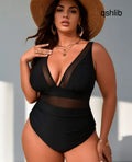 Women’s One-piece Casual Swimsuit - Black / 2XL - swimwear