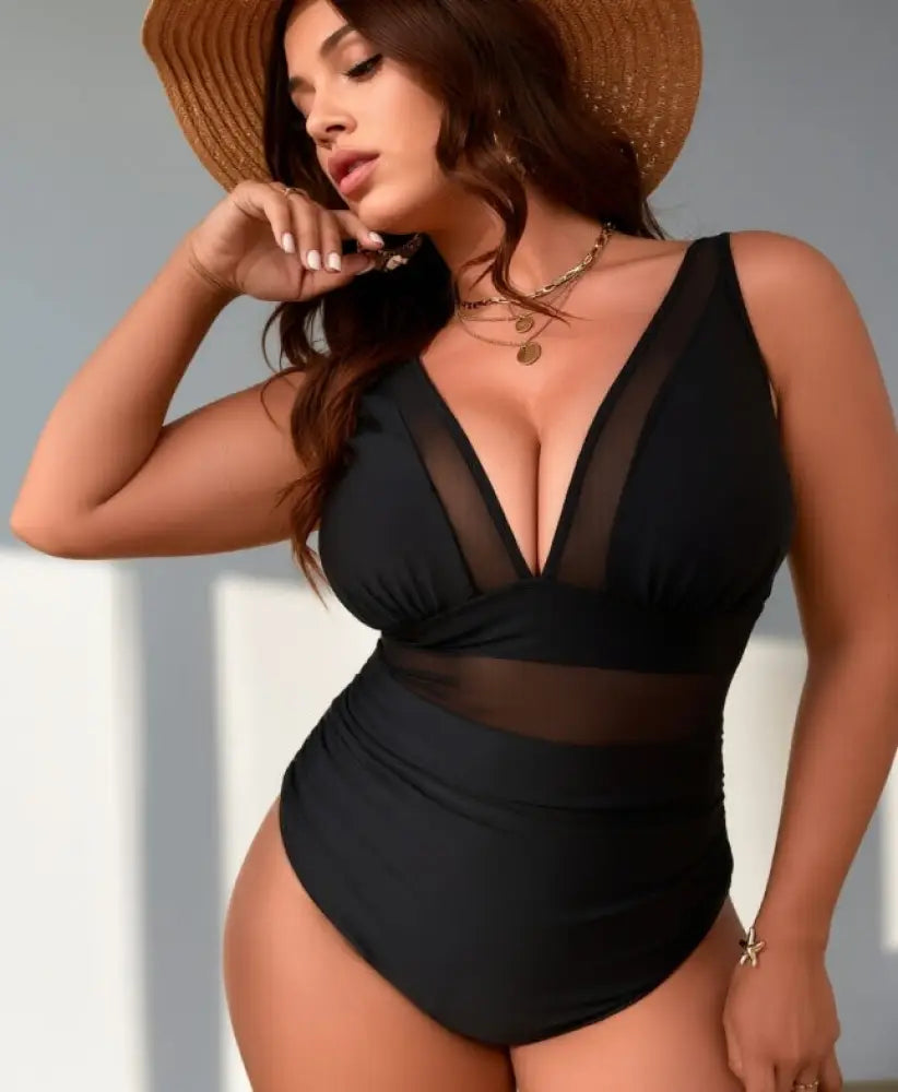 Women’s One-piece Casual Swimsuit - Black / 2XL - swimwear