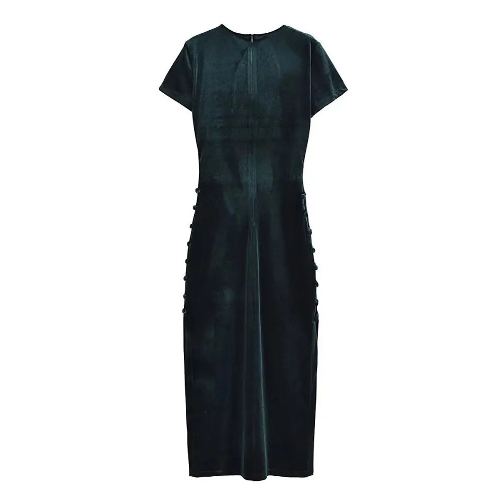 Women’s velvet side slit midi dress - dress