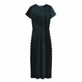 Women’s velvet side slit midi dress - Forest Green / L - dress
